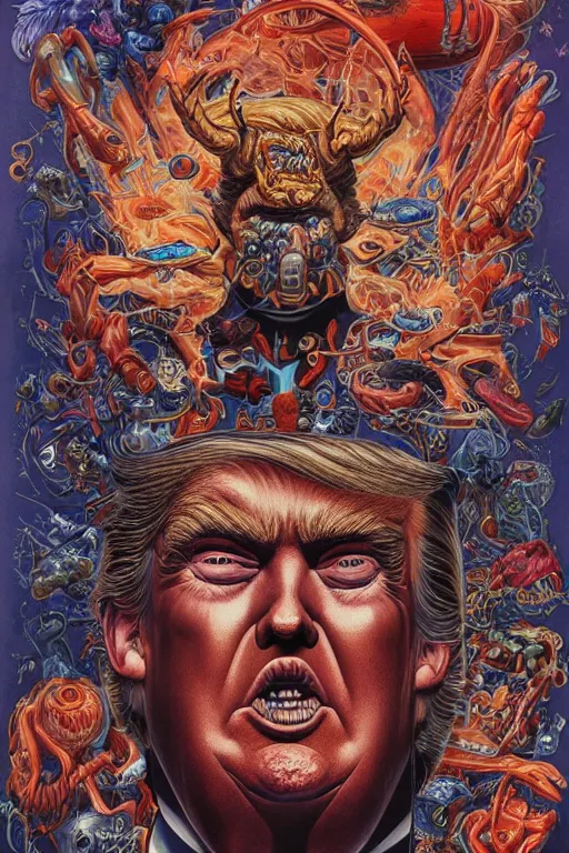 Prompt: donald trump's disgusting true form, high details, intricate details, by vincent di fate, artgerm julie bell beeple, 90s, inking, vintage 60s print