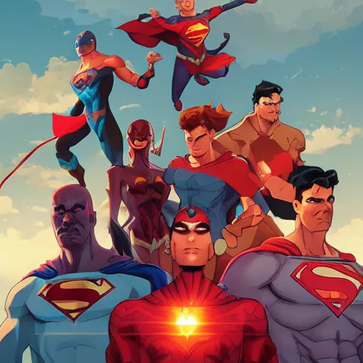 Image similar to hero world justice league, behance hd by jesper ejsing, by rhads, makoto shinkai and lois van baarle, ilya kuvshinov, rossdraws global illumination