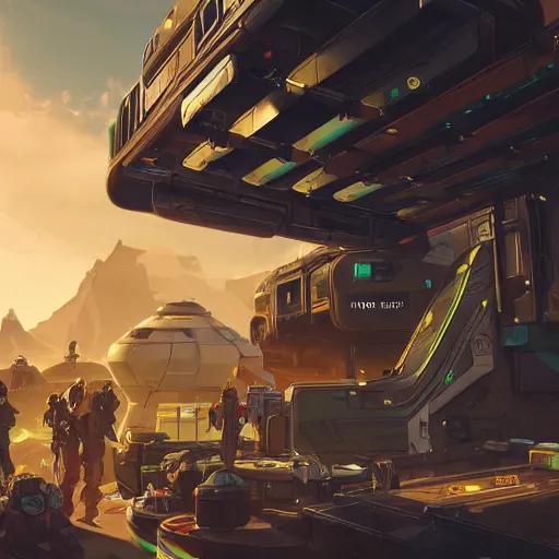 Prompt: sci fi container from apex legends in a pleasant urban setting surrounded by families, art station, ultra hd, soft light, overhead sun, ultra hd, art station