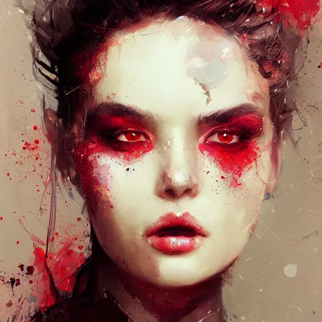 Image similar to beauty girl, hyper detailed, makeup eyes red insane details, intricate, elite, elegant, luxury, by ismail inceoglu dragan bibin hans thoma greg rutkowski alexandros pyromallis rene maritte illustrated, perfect face, fine details, realistic shaded, fine - face, pretty face