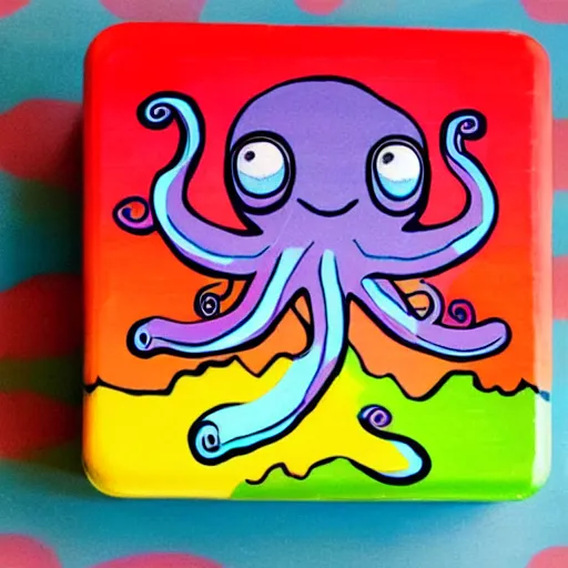 Image similar to crayon box with octopus tentacles creeping out of it