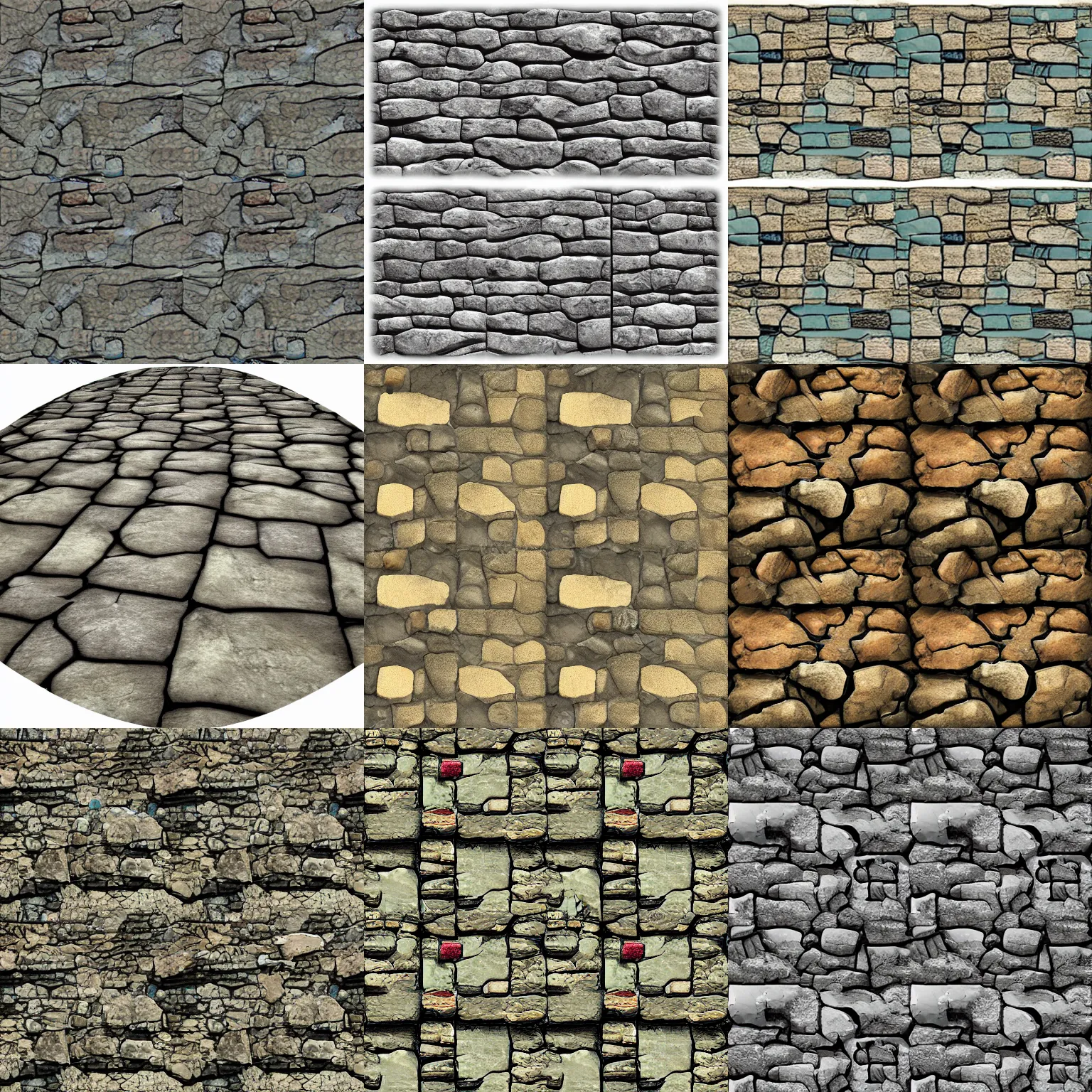 Prompt: cartoon stone old road texture material, digiral art