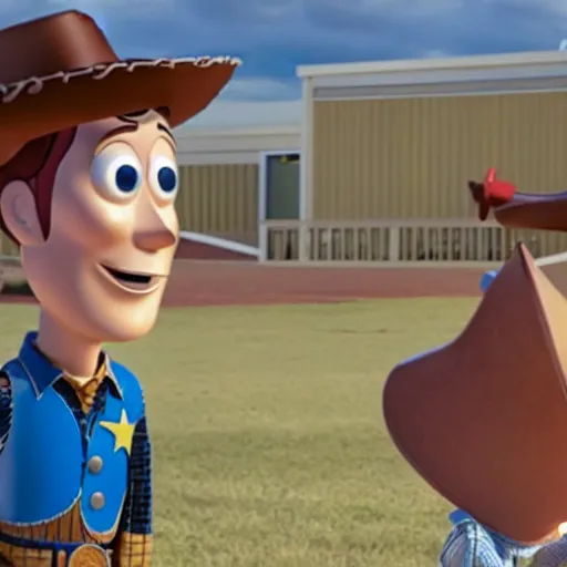 Prompt: Woody from Toy Story in Better Call Saul with Kim Wexler