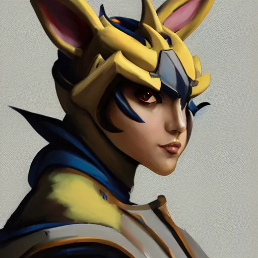 Image similar to greg manchess portrait painting of partially armored sylveon as overwatch character, medium shot, asymmetrical, profile picture, organic painting, sunny day, matte painting, bold shapes, hard edges, street art, trending on artstation, by huang guangjian, gil elvgren, ruan jia, greg rutkowski, gaston bussiere