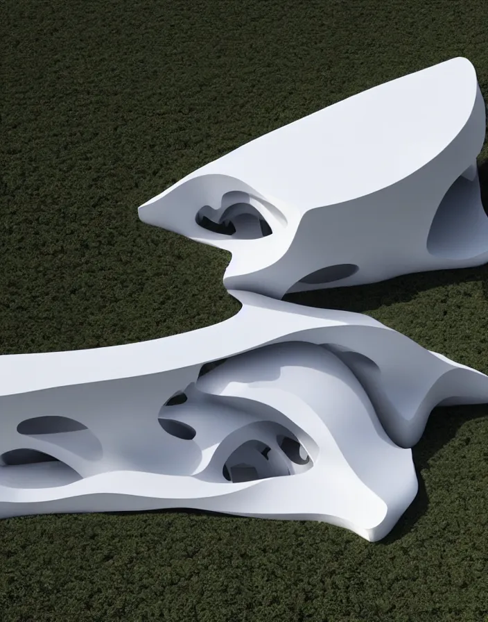 Image similar to zaha hadid 3 d construction printed house on the mountain, soft light