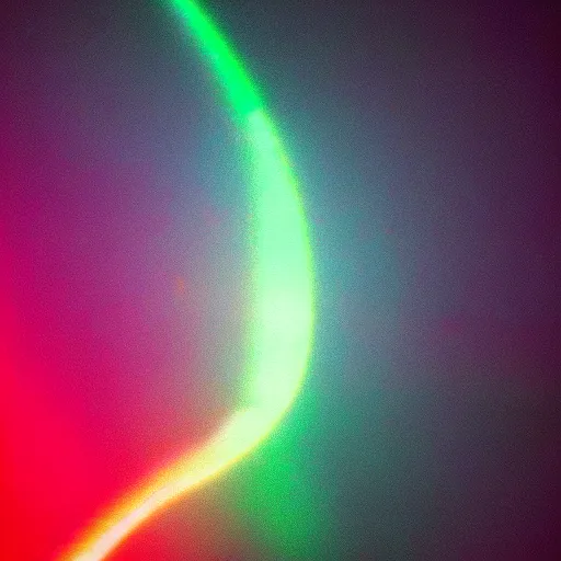 Image similar to a translucent ethereal point of light, rainbow spectrum, lens flare, black background, vfx, 3 5 mm, vhs