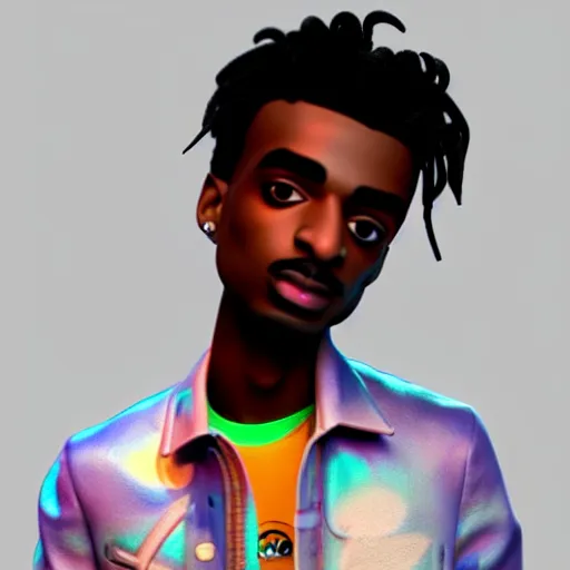 Prompt: a cartoon 3D render of Playboi Carti in the style of Pixar