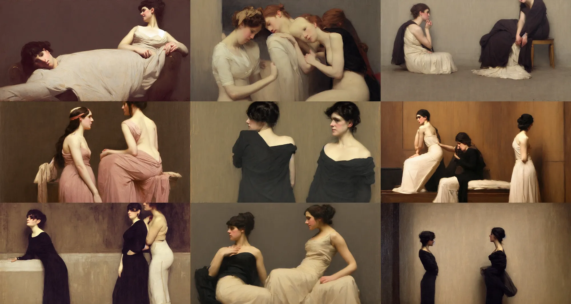 Prompt: women by jules joseph lefebvre and michael carson