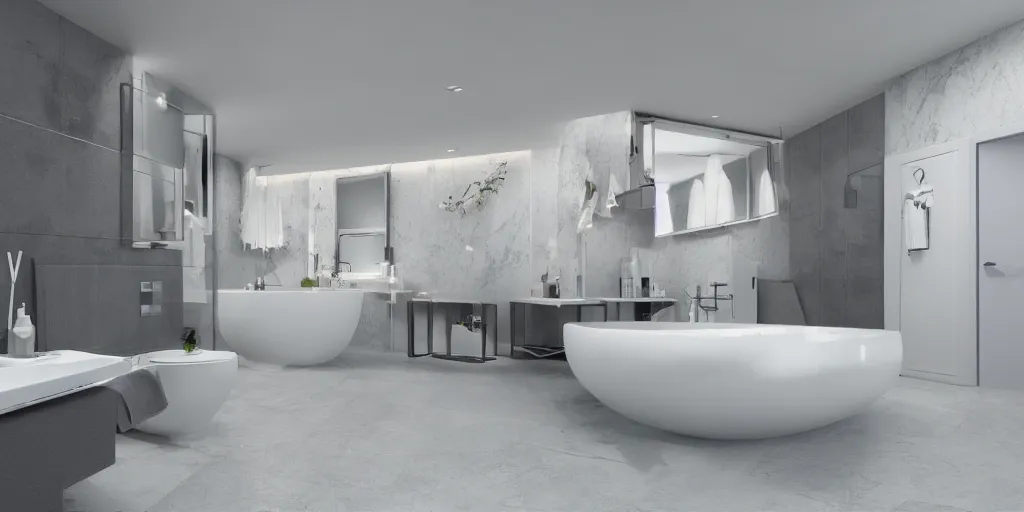 Image similar to modern bathroom but everything is furry, sharp focus, hyper realistic, realistic, hdr, hd, unreal engine, 4 k