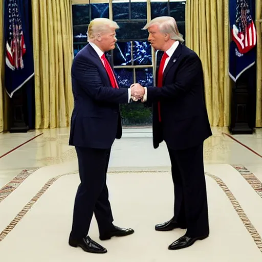 Image similar to anderson cooper and donald trump shaking hands