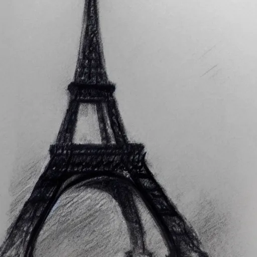 Prompt: a charcoal sketch of the eiffel tower