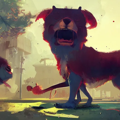 Image similar to Animal Town from anime BNA, artwork by Sergey Kolesov, arstation,