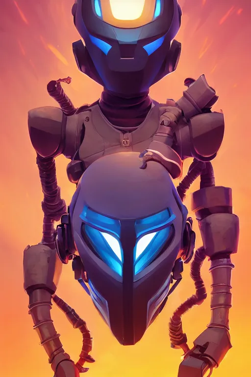 Image similar to epic mask helmet robot ninja portrait stylized as fornite style game design fanart by concept artist gervasio canda, behance hd by jesper ejsing, by rhads, makoto shinkai and lois van baarle, ilya kuvshinov, rossdraws global illumination radiating a glowing aura global illumination ray tracing hdr render in unreal engine 5