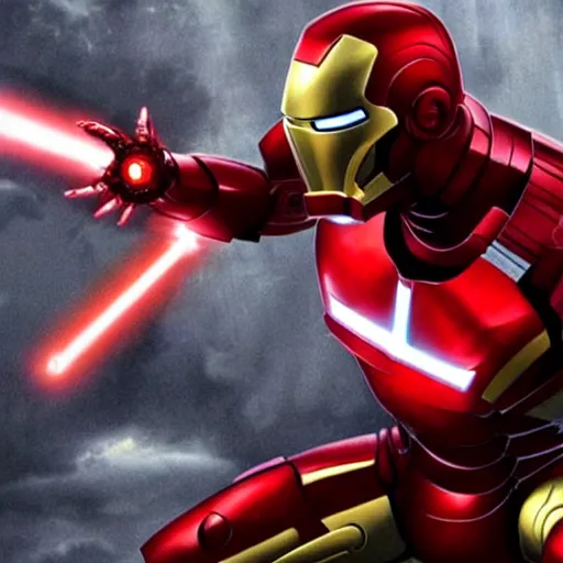 Prompt: iron man vs. darth vader, battle scene, movie scene, cinematic,