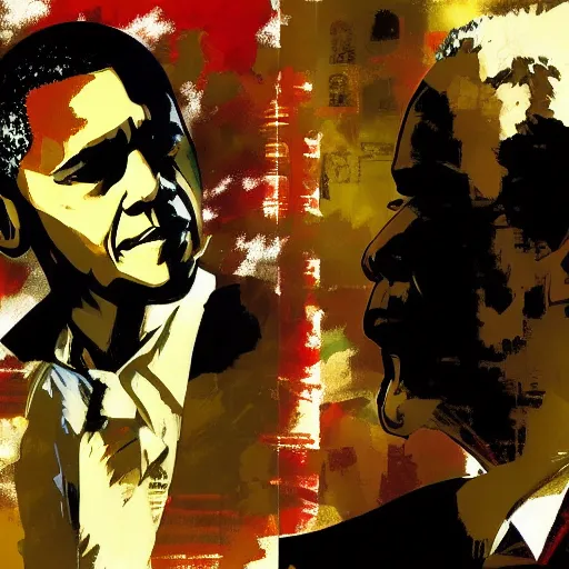 Image similar to president barack obama by yoji shinkawa game cover high quality digital art