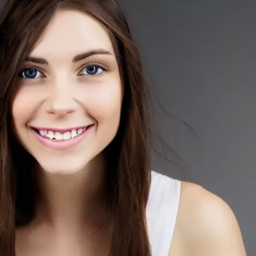 Image similar to face of a young brunette woman with hooknose