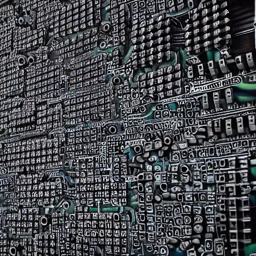 Prompt: a fortress made of clouds with bricks made of circuit boards, hyper realistic 4K