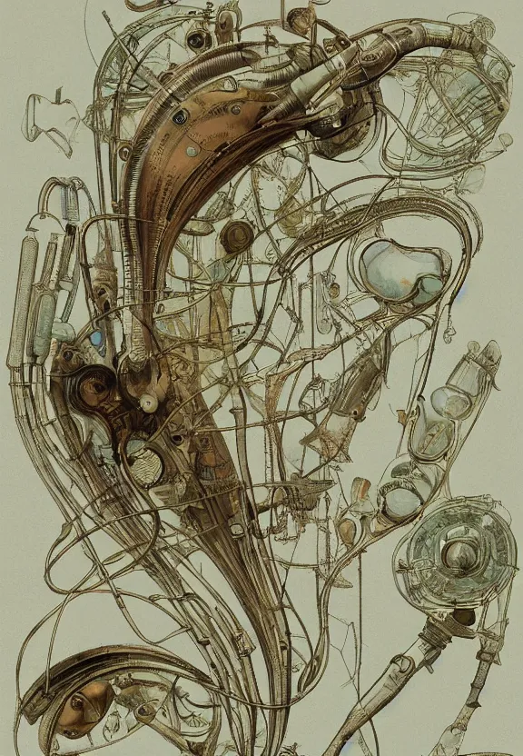 Image similar to earth tone and pastel medical equipment, rippling, minimalist environment, by haeckel, ernst, hr giger, thomas moran, pop art, in the style of bill sienkiewicz