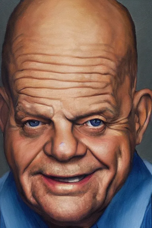 Prompt: portrait of don rickles, oil painting by wilson mclean, sharp focus, masterpiece, highly detailed