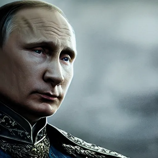 Prompt: Photo of Vladimir Putin as King of the Dragons from Game of Thrones, photorealism,