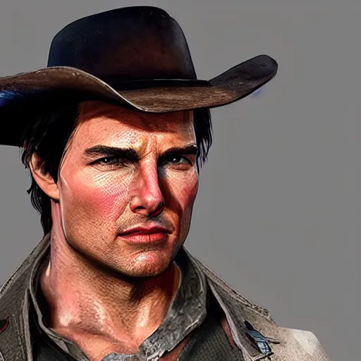 Prompt: tom cruise as a rdr 2 character