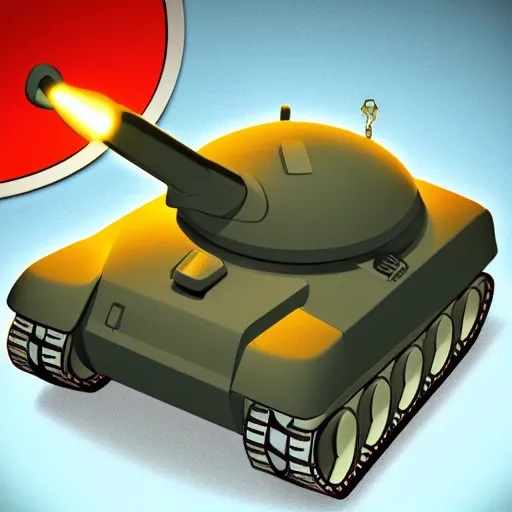 Image similar to a cute chubby tank icon stylized digital illustration radiating a glowing aura global illumination ray tracing hdr fanart arstation