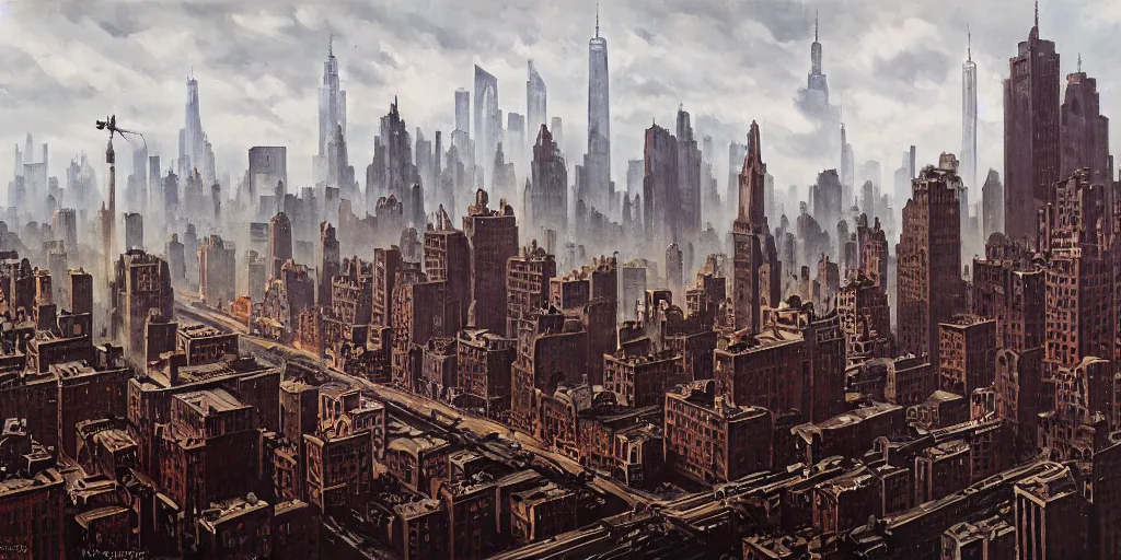 Image similar to new york occupied by wehrmacht, ww 2, matte painting, oil painting, painting