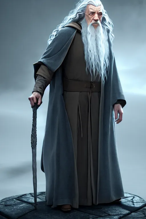 Image similar to harry potter is gandalf, concept art by senior character artist, cgsociety, photorealism, rendered in unreal engine, official art, cold hue's