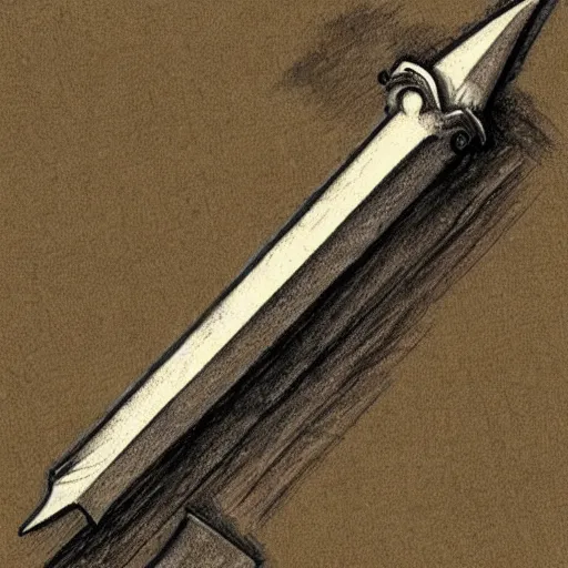 Image similar to detailed engineer sketch of a dagger, leonardo da vinci style