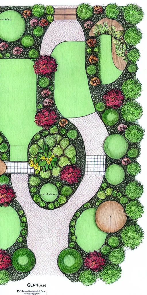 Image similar to beautiful garden plan, overhead plan sketch, garden design by, del buono gazerwitz landscape architecture