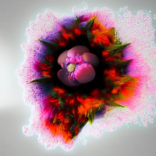 Prompt: a beautiful flower blooming, liquified, glitch art, decayed, by alberto seveso, by david mcleod, octane render, unreal engine