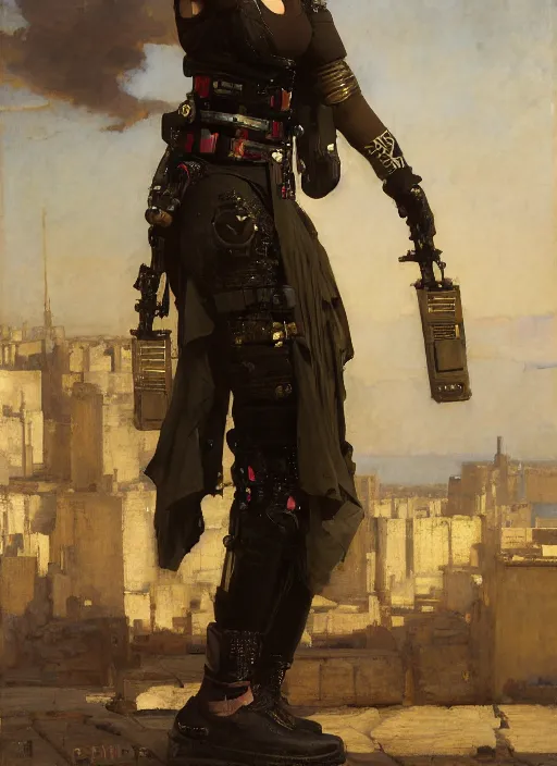 Prompt: beautiful cyberpunk pilot wearing military vest. Iranian orientalist portrait by john william waterhouse and Edwin Longsden Long and Theodore Ralli and Nasreddine Dinet, oil on canvas. Cinematic, hyper realism, dramatic lighting, high detail 4k