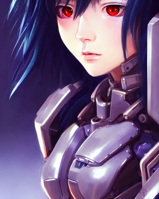 Image similar to portrait Anime Girl in mecha armor in night tokyo Sharp fine face pretty face, realistic shaded Perfect face, fine details. Anime. cyberpunk realistic shaded lighting by katsuhiro otomo ghost-in-the-shell, magali villeneuve, artgerm, rutkowski Jeremy Lipkin and Giuseppe Dangelico Pino and Michael Garmash and Rob Rey