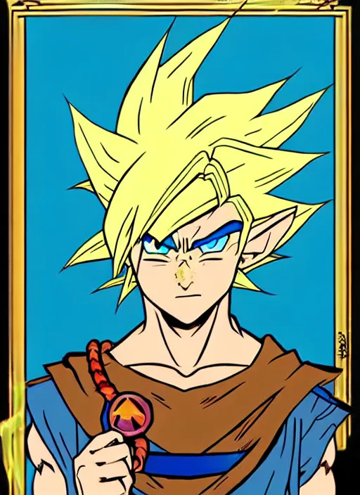 Image similar to link as the fierce diety super sayian, from the legend of zelda!! portrait illustration, pop art, splash painting, art by geof darrow, ashley wood, alphonse mucha, makoto shinkai