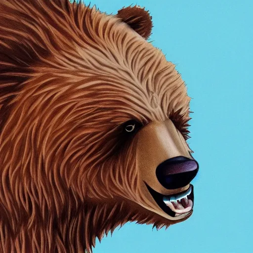 Image similar to Anime frazzled tired brown bear, Anime art trending on Artstation, blank background, no cropping