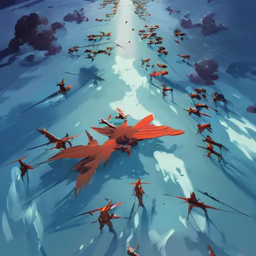 Image similar to birds eye view battle of cape ecnomus, behance hd artstation by jesper ejsing, by rhads, makoto shinkai and lois van baarle, ilya kuvshinov, ossdraws