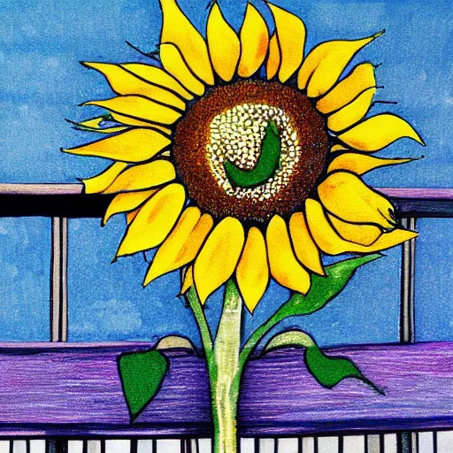 Prompt: sunflower on a balcony. popart