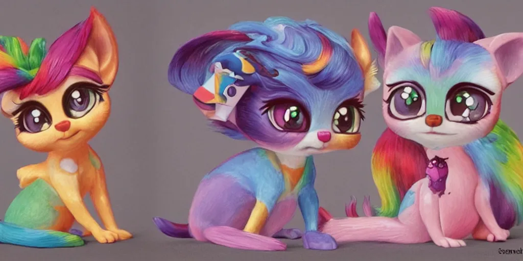 Prompt: 3 d littlest pet shop animal / ice cream hybrid, paint shop, gemstones. master painter and art style of noel coypel, art of emile eisman - semenowsky, art of edouard bisson