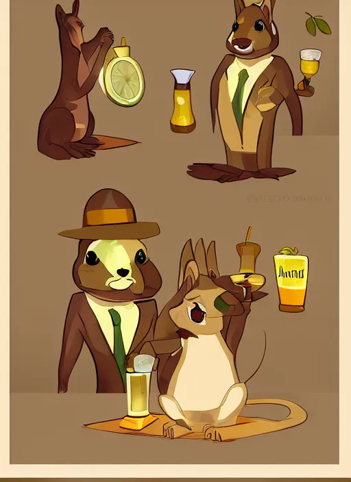 Prompt: a squirrel anthro as a dapper bartender 🐿🍸🍋, furaffinity, trending on artstation