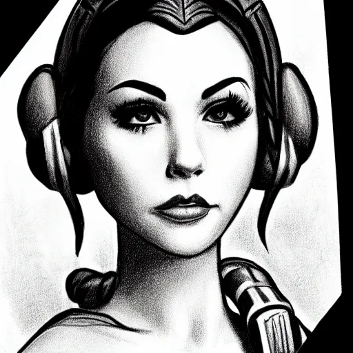 Prompt: milt kahl pencil sketch of victoria justice as princess leia