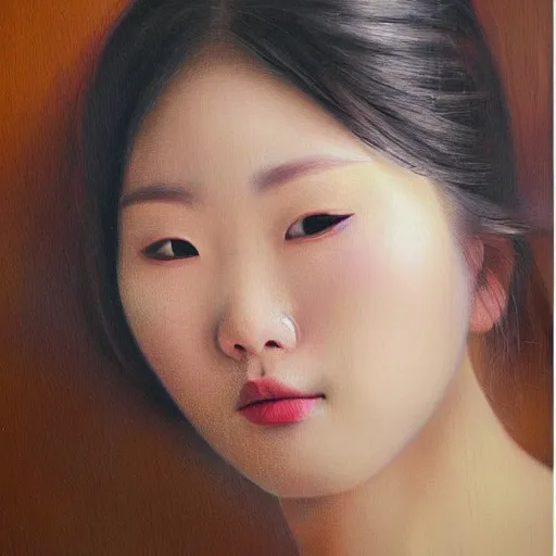 Prompt: beautiful highly detailed and expressive oil painting of a korean woman's face dissolving into petals, masterpiece, dynamic lighting, atmospheric