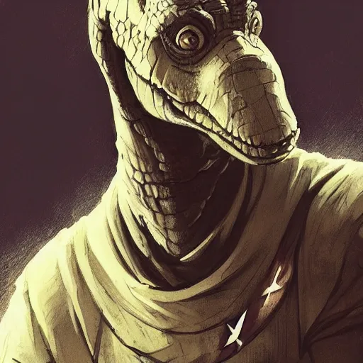 Image similar to portrait of a facist barney the dinosaur, epic, tragic, military art, fantasy, dieselpunk, hd shot, digital portrait, beautiful, artstation, comic style, by artgerm, guy denning, jakub rozalski, magali villeneuve and charlie bowater