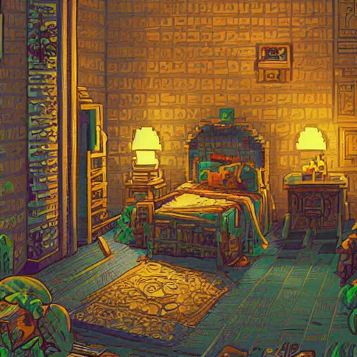 Prompt: 9 0 s bedroom, beautiful detailed pixelart by albertov, intricate details, beautiful, dithered gradients, volumetric lighting, cgsociety, artstation, smooth, sharp focus, 2 d illustration, amazing art by dan mumford, old school computer game graphics, crpg, d & d, pixel art