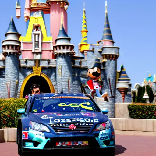 Image similar to sebastien loeb driving in disneyland