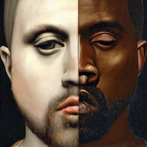 Image similar to A Renaissance portrait painting of Kanye West