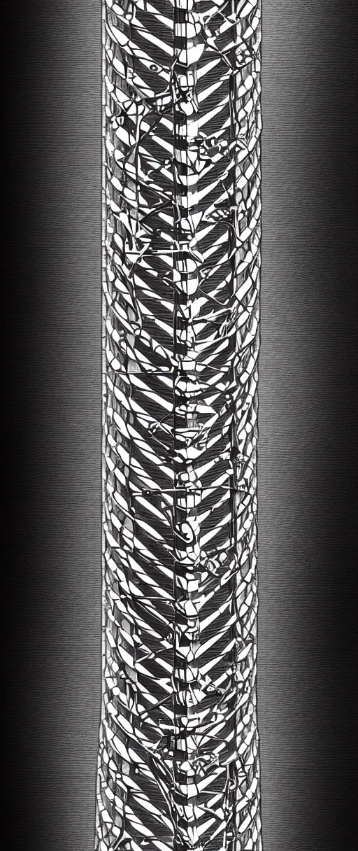 Image similar to a double helix dna cyberpunk carved pillar, high details, lineart, by vincent di fate, inking, screen print, masterpiece, trending on artstation, sharp, high contrast, hyper - detailed,, hd, 4 k, 8 k