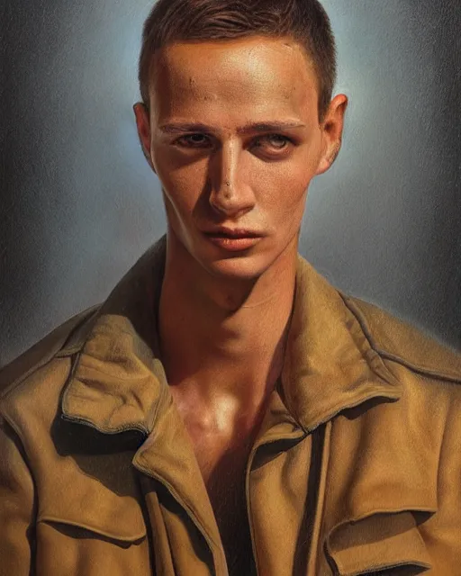 Image similar to portrait of a heroic young man, art by denys tsiperko and bogdan rezunenko, hyperrealism