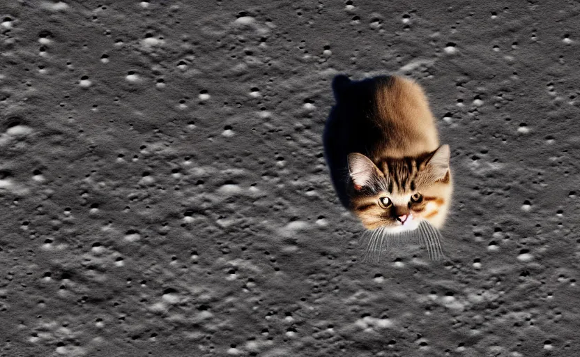 Prompt: a cat sitting on the surface of the moon, Photo, 4k, High definition