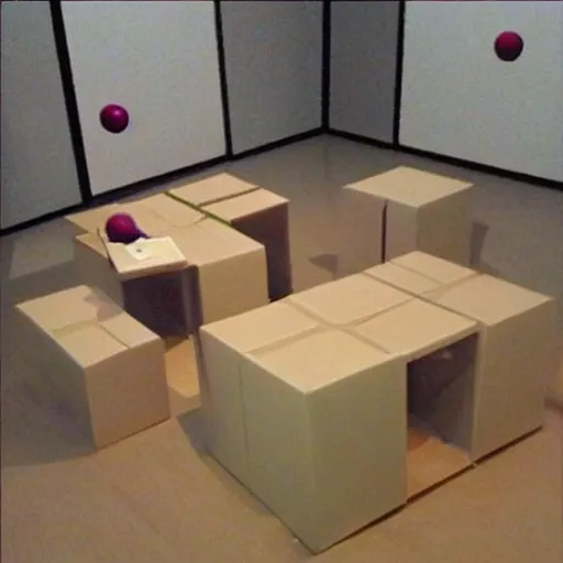 Prompt: cube!!!!!! and ball on table