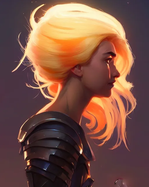 Image similar to side profile centered painted portrait, Imogen Poots as a paladin, blonde hair, Gloomhaven matte painting concept art, beautifully backlit, official fanart behance hd artstation by Jesper Ejsing, by RHADS and Makoto Shinkai and Lois van baarle and ilya kuvshinov and rossdraws